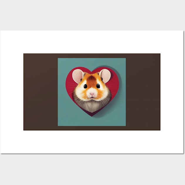 Adorable Hamster in a Heart Shape Wall Art by Geminiartstudio